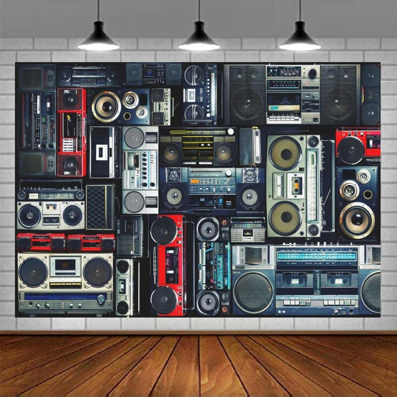 Audio Music In Background - Photography Backdrop Of Radio Boombox Retro