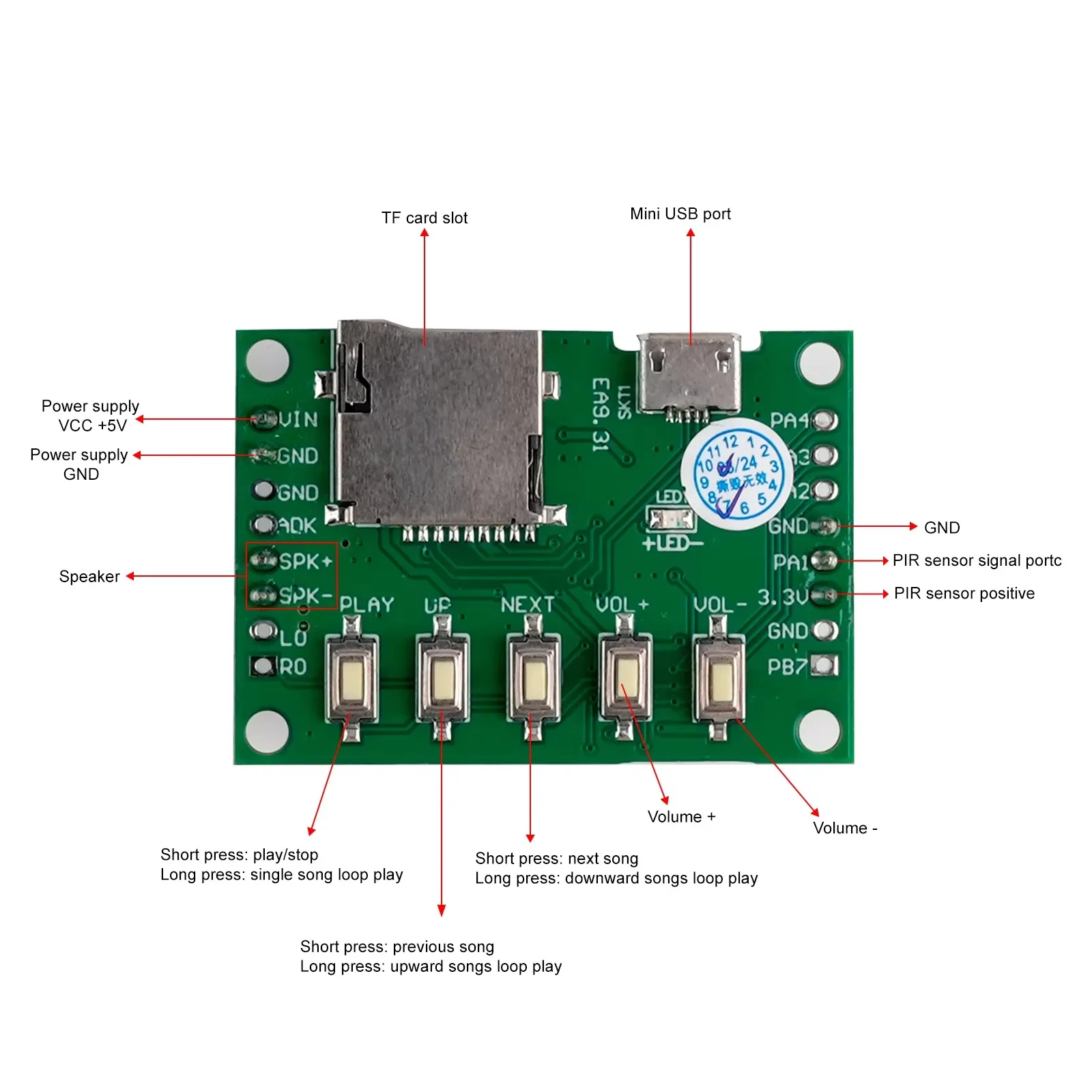 DIYmall PIR Motion Sensor MP3  - đánh giá và giá Audio Music App